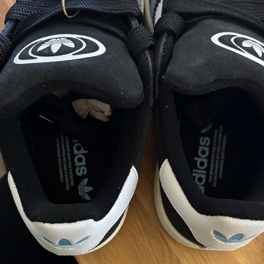 Adidas Campus Black Sneakers with White and Light Blue Stripes - Picture 4 of 7